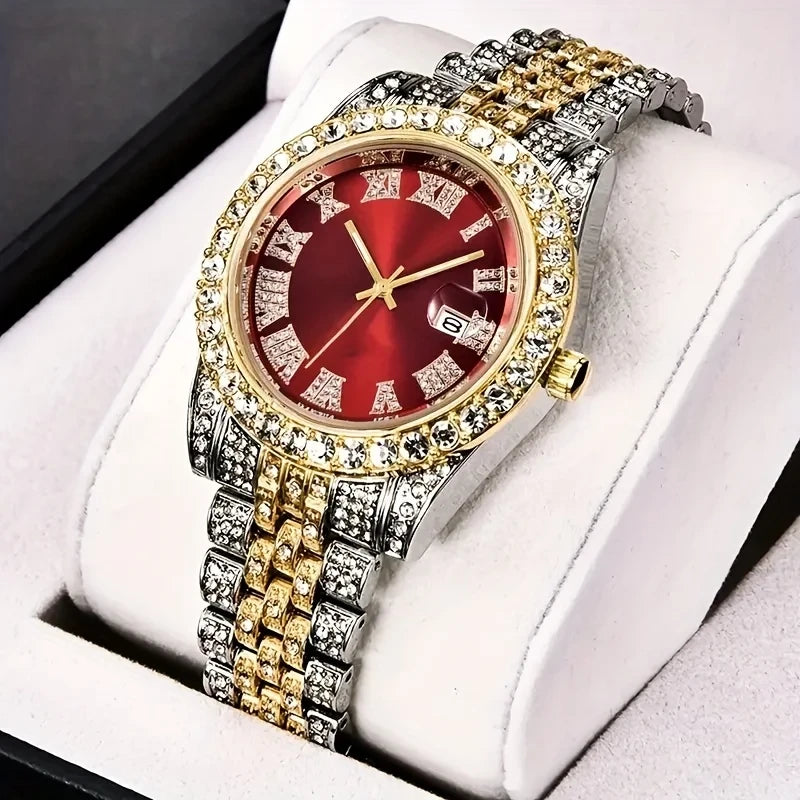 Reloj de hombre estilo hip hop, de inspiración vintage, con mecanismo de cuarzo retro.
