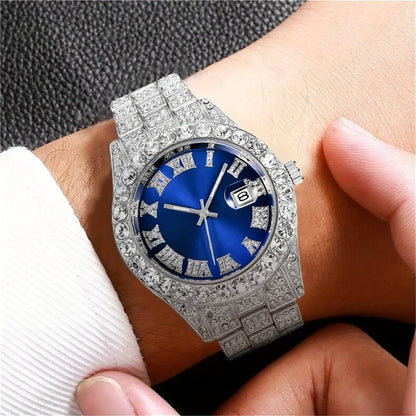 Reloj de hombre estilo hip hop, de inspiración vintage, con mecanismo de cuarzo retro.