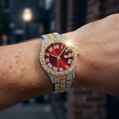 Reloj de hombre estilo hip hop, de inspiración vintage, con mecanismo de cuarzo retro.